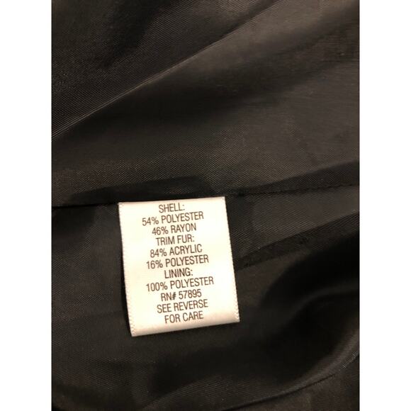 Apt. 9 Black White Tweed Blazer Jacket Removable Faux Fur Collar Single Button - Picture 8 of 9